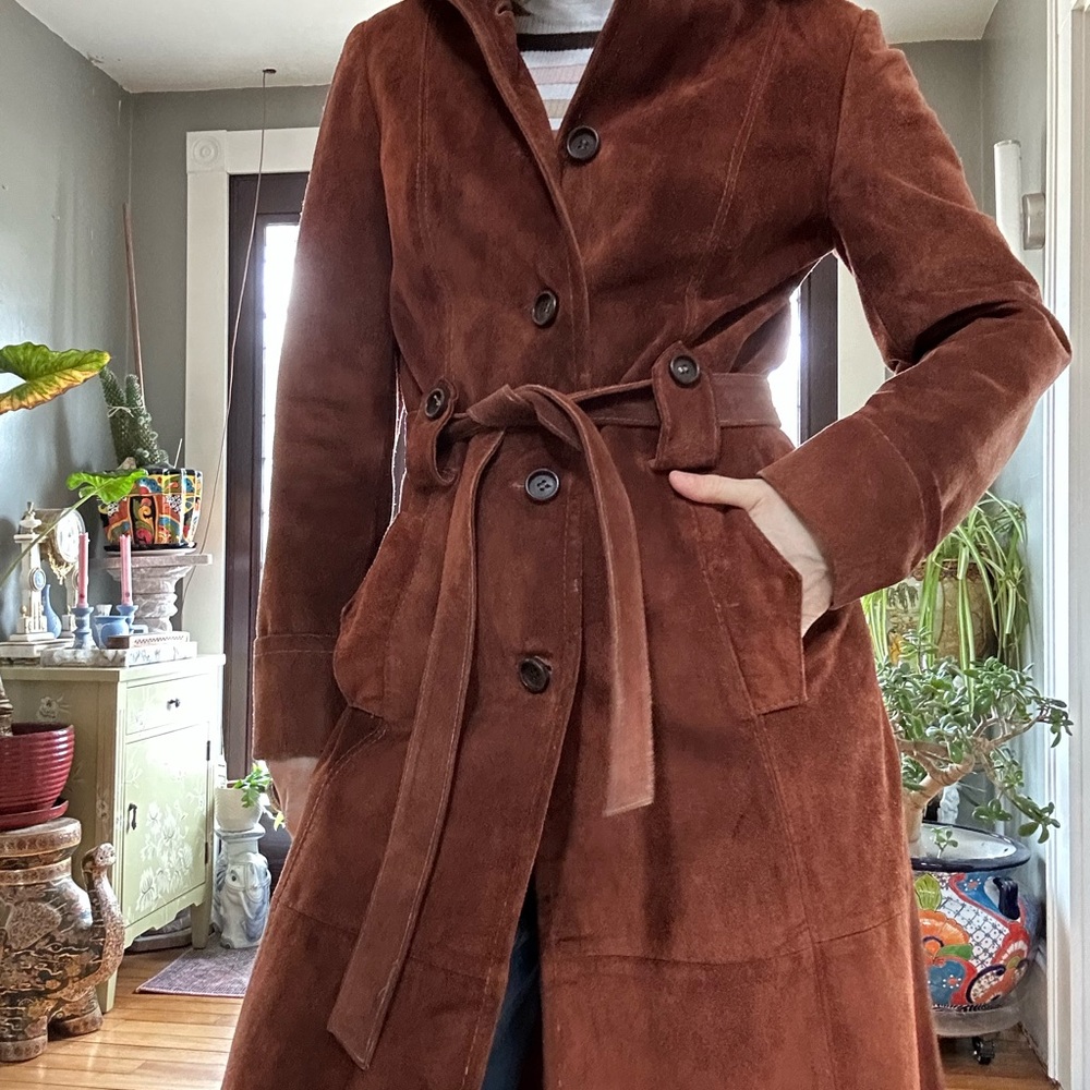Vintage Suede Coat W/ Hood - Picture 5 of 10